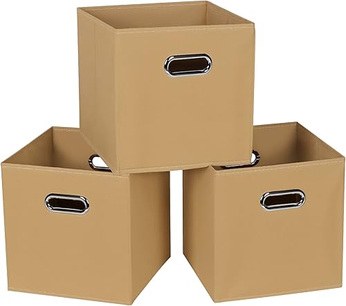 STOREONE Contenedores de almacenamiento de tela (11 x 11 x 11 pulgadas) con asas dobles para armario, guardería, hogar, organizadores de dormitorio,