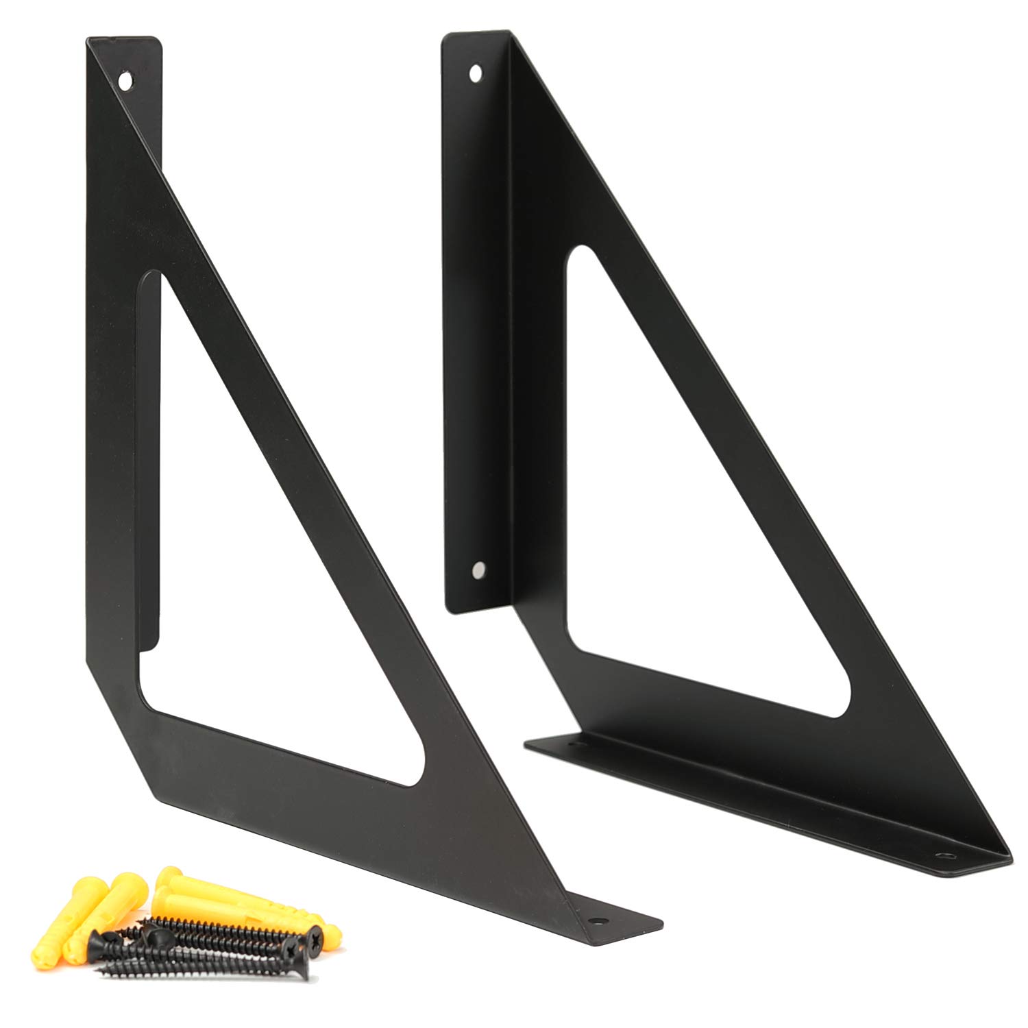 Shelf Brackets Triangle 25 cm, Wall Mounted Industrial Black Corner
