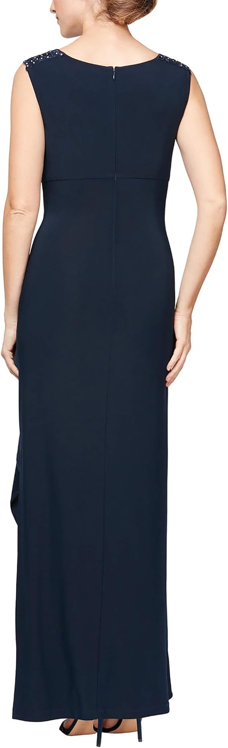 Alex Evenings Women's Long Column Dress with Sweetheart Neck (Petite and Regular)