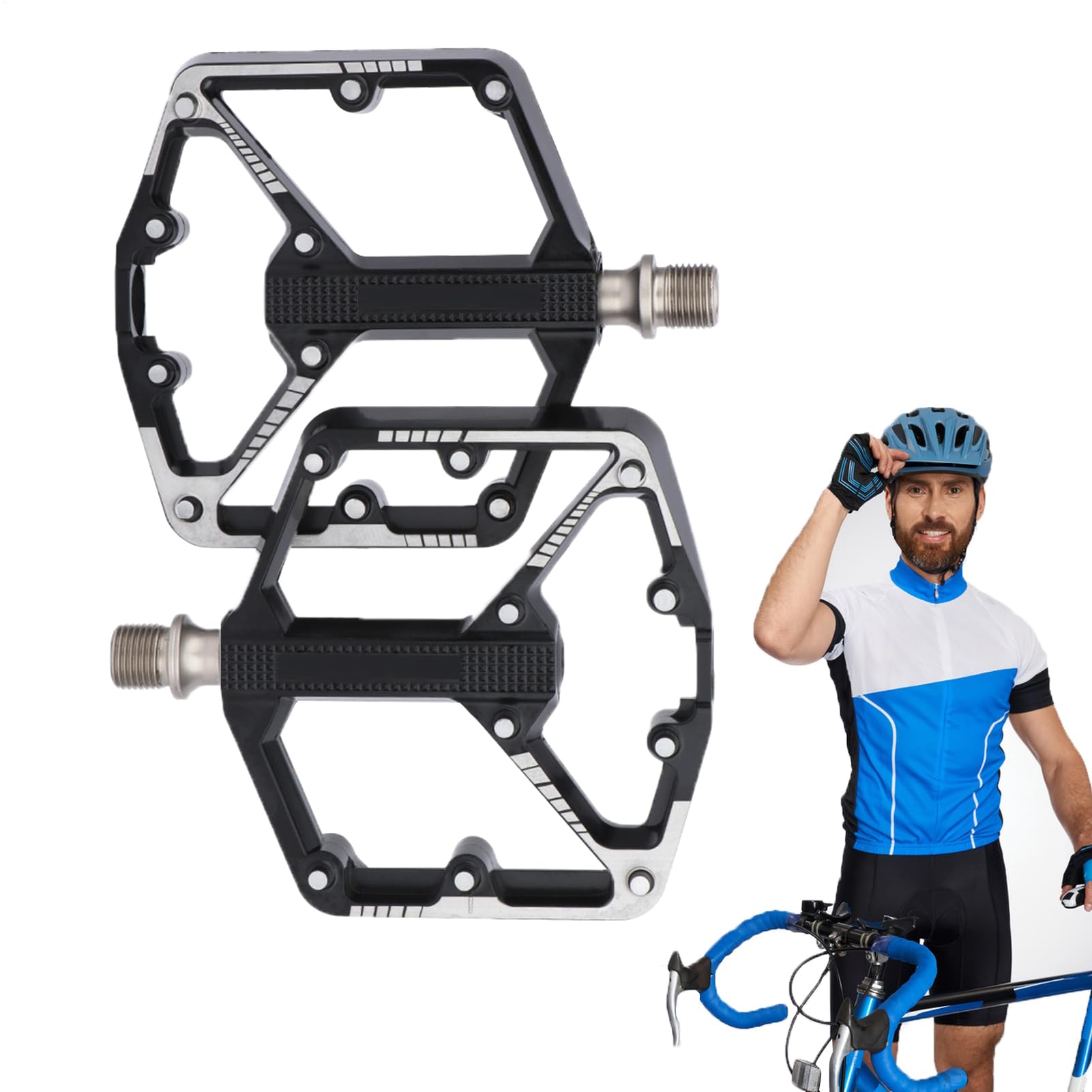 Pedales de Bicicleta Repuesto de Plataforma Plana de Aleación de Aluminio | Pedales Anchos para Bicicletas de Montaña Para Ciclismo Senderismo Ejercicio Entrenador Mujeres Hombres