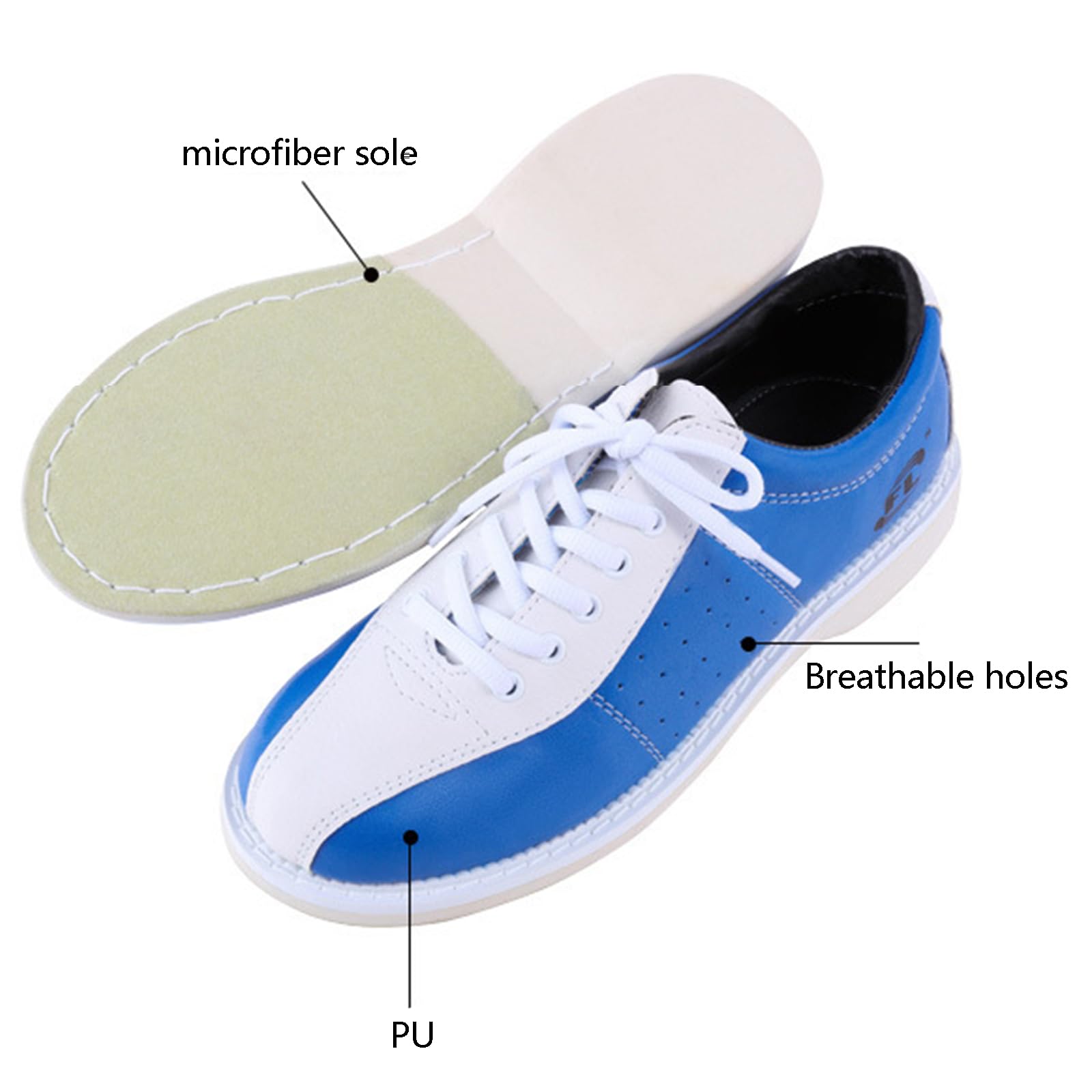 NGARY Herren Bowlingschuhe Leichtes Ledertraining bequemer Nicht rutscher Mikrofaser-Sohle-Bowlingschuhe
