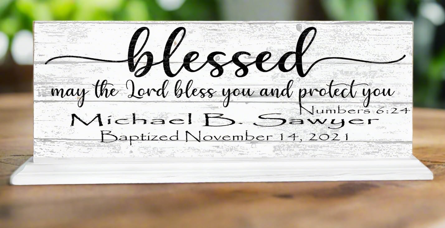 Baptsim Gift For Boys or Girls Personalized Christening Plaque Keepsake Present Bible Verse With Child's Name and Baptism Date (Called By Name)