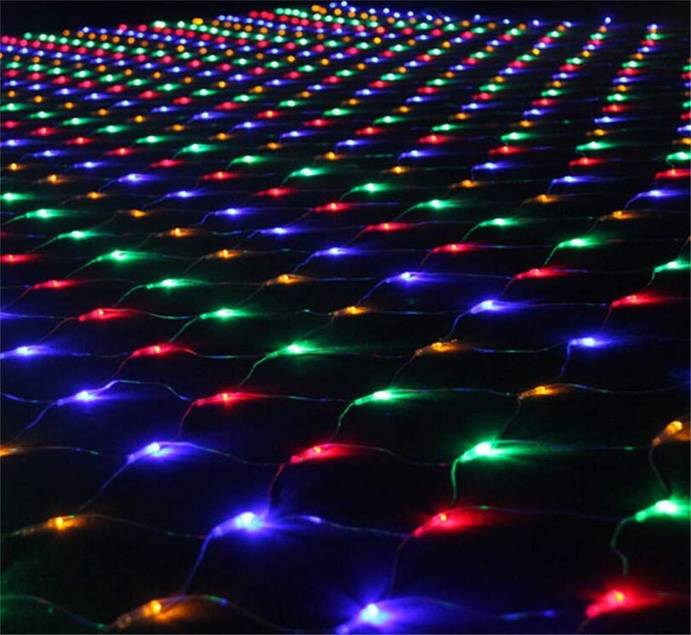 HULX Solar Net String Lights, 2mx1.5m 120LED Solar Outdoor String Lights Backyard Patio Net Light Balcony Fence Mesh Fairy Light String Waterproof (Multicolor)