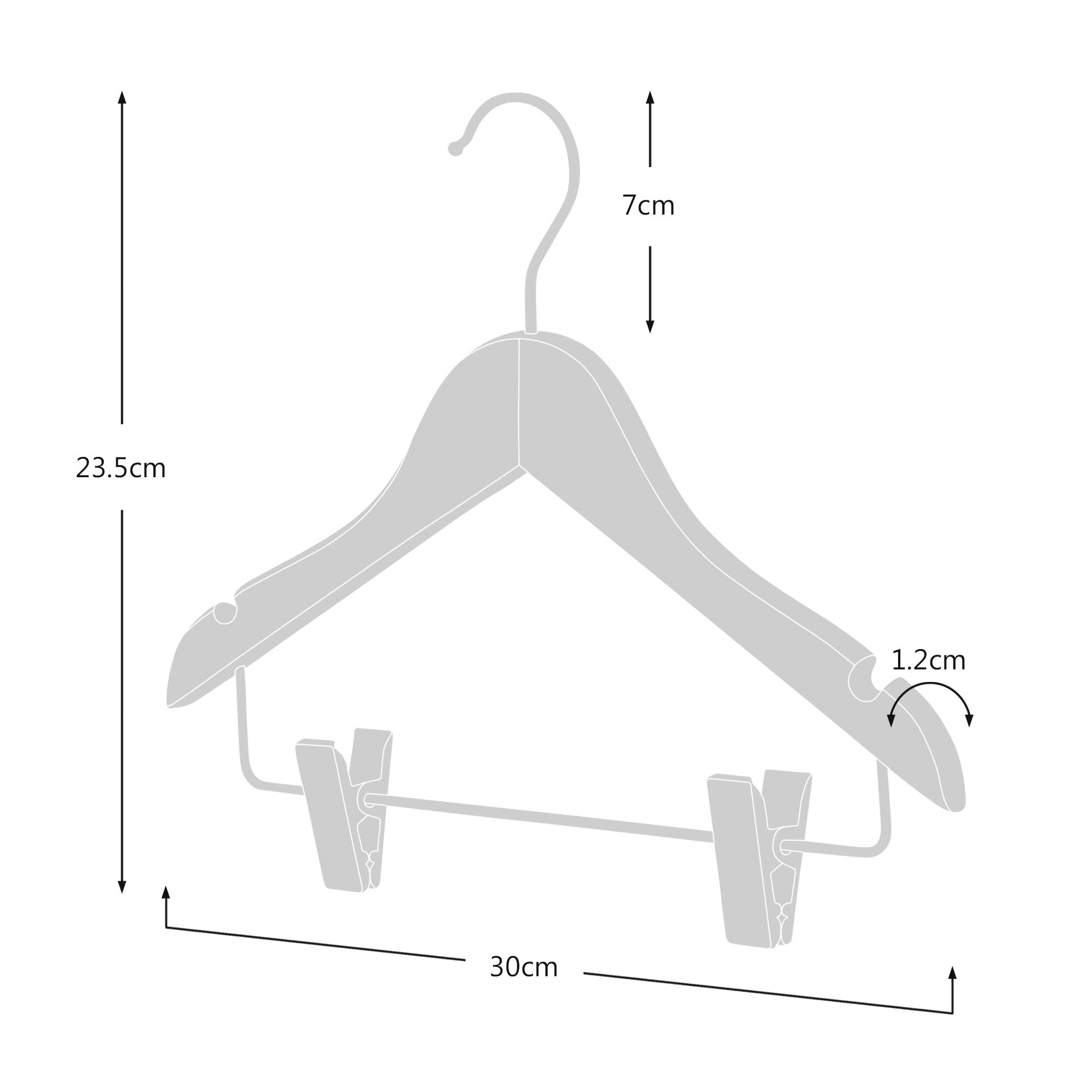 Hangerworld 12 Holz Kinderkleiderbügel 30cm Naturfarben Kinder Kleiderbügel mit Clips