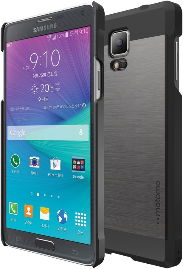 Galaxy Note 4 Case, MOTOMO [Blue] Galaxy Note 4 Case Aluminum [Brushed Aluminum] [Straight Edges] Metal Cover Protective Case for Galaxy Note 4 / Super slim fit - Retail Packaging (TITAN SILVER)
