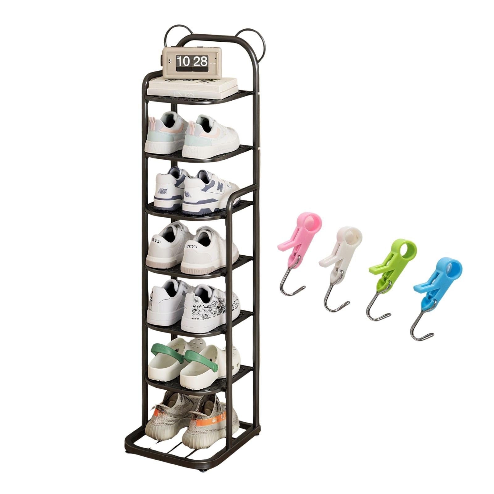 Vertical diew Rack diew Organizer Freestanding diews Storage Stand, Entryway diews Tower for Narrow Closet, Dorm Decor Entryway, Hallway Cute Ear Design for Kids Bedroom(Black,150cm/59.1in(9-tier))