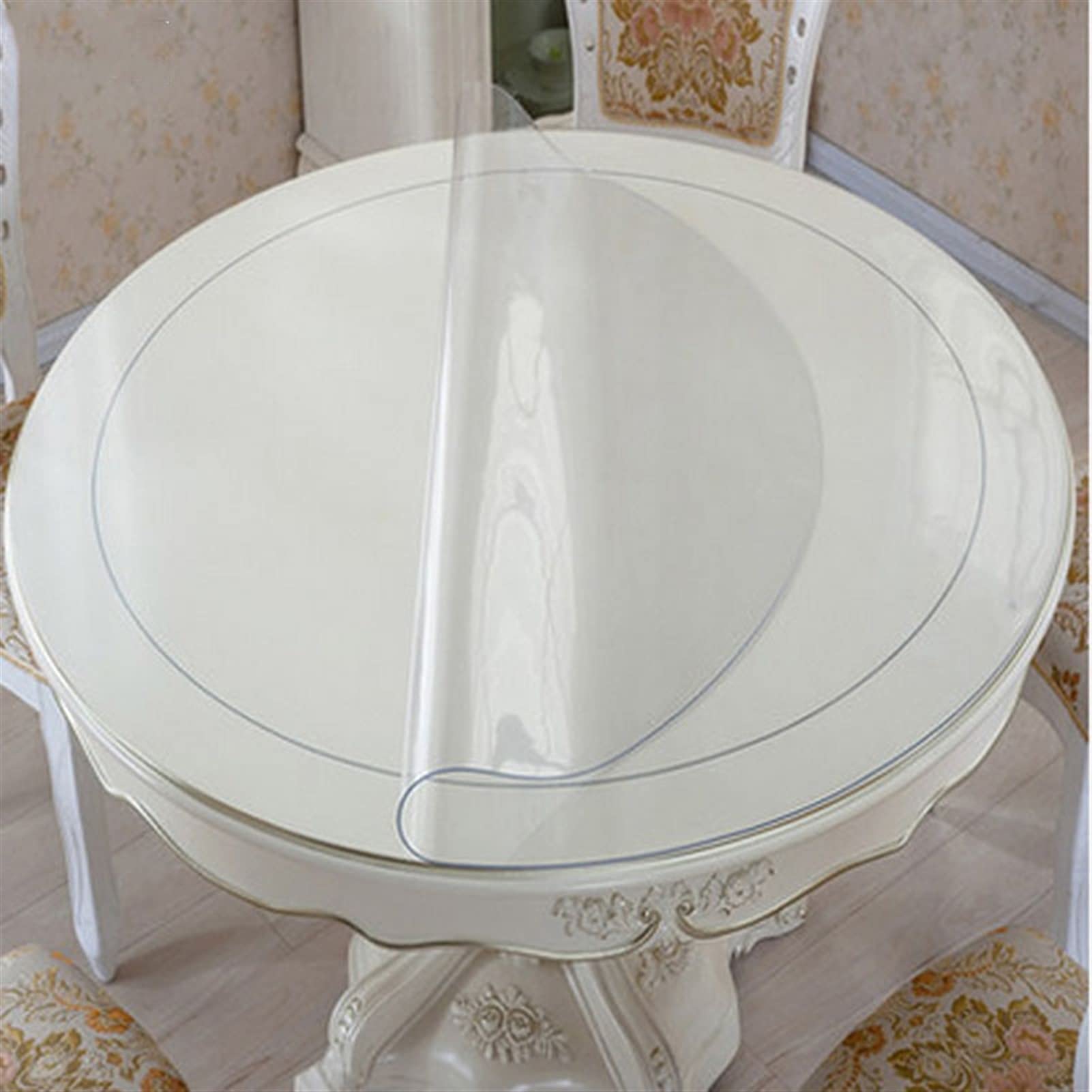 Housse De Protection Transparente Pour Table Ronde - Imperméable, Anti-Tache - Diamètre 122/152/178 Cm - PVC Avec Bords Élastiques