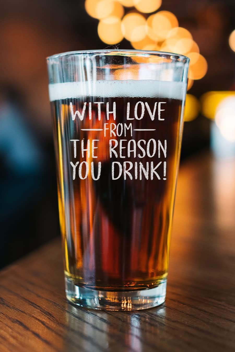 CARVELITA With Love From The Reason - 16oz Engraved Beer Glass - Birthday Gifts For Dad - Father Day Gifts - Funny Dad Gifts - Best Dad Ever Gifts - Sarcastic Gifts For Dad - Gifts From Wife