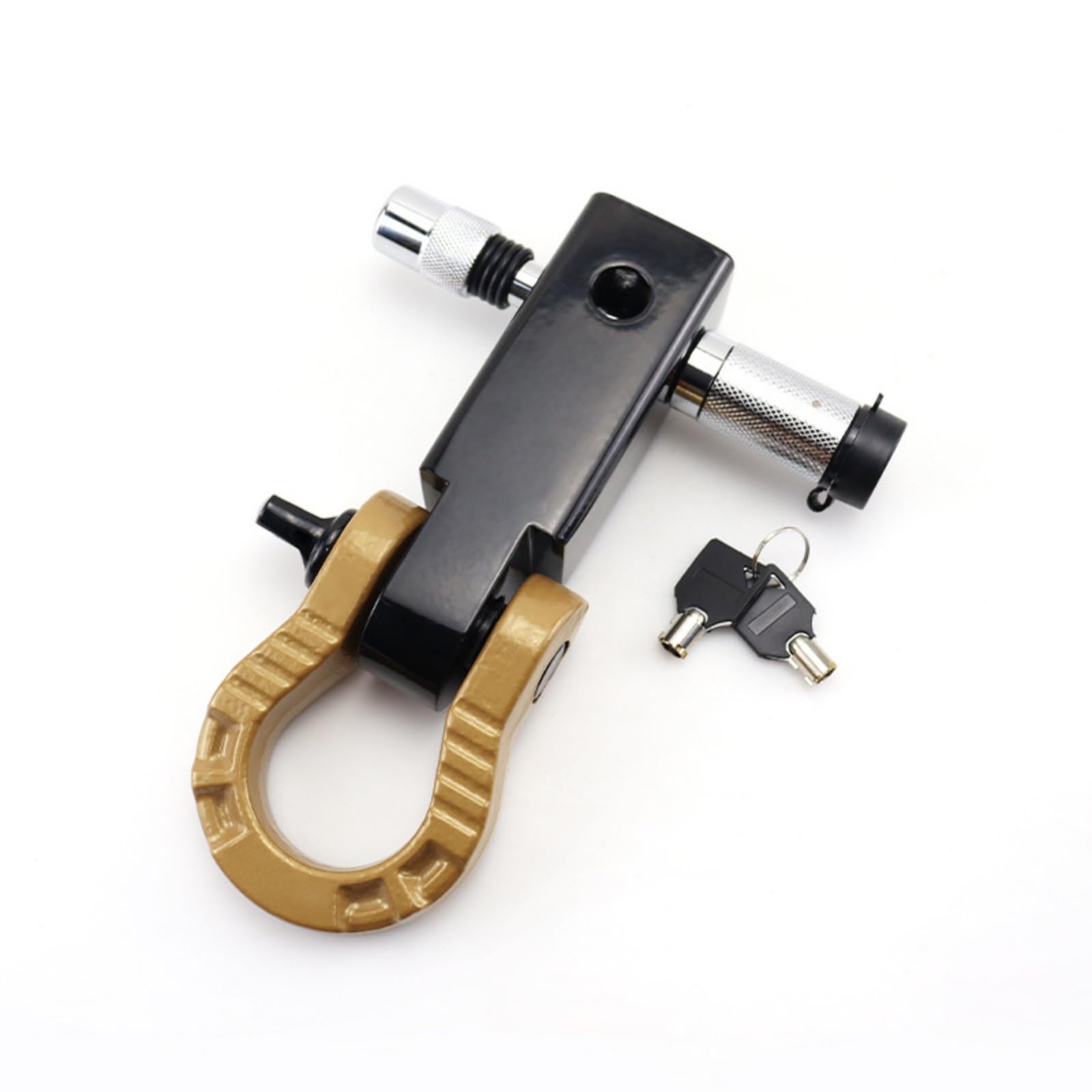 Qianly Antivol D'attelage avec Clés Compact Antivol Remorque avec Clé Universel Verrou d’attelage Anneau pour Remorquage , Blk Arm - 8T Gold