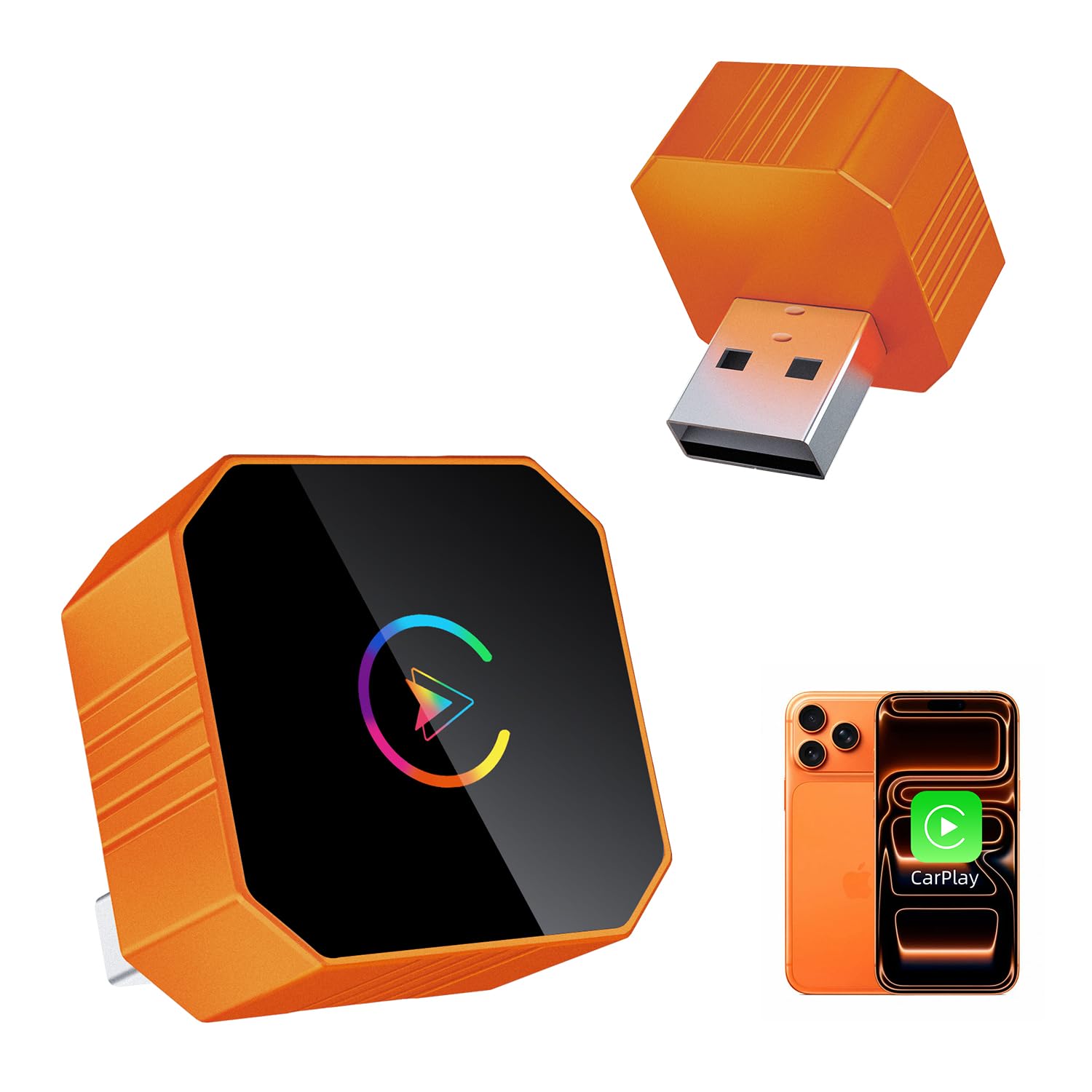 MYCIMRE Wireless CarPlay Adapter für iPhone, 2026 Upgrade Wireless Carplay, Plug und Play, USB/Type-C, Schnelle und Stabile Verbindung CarPlay Wireless Adapter für iOS 10+ & Autos ab 2015