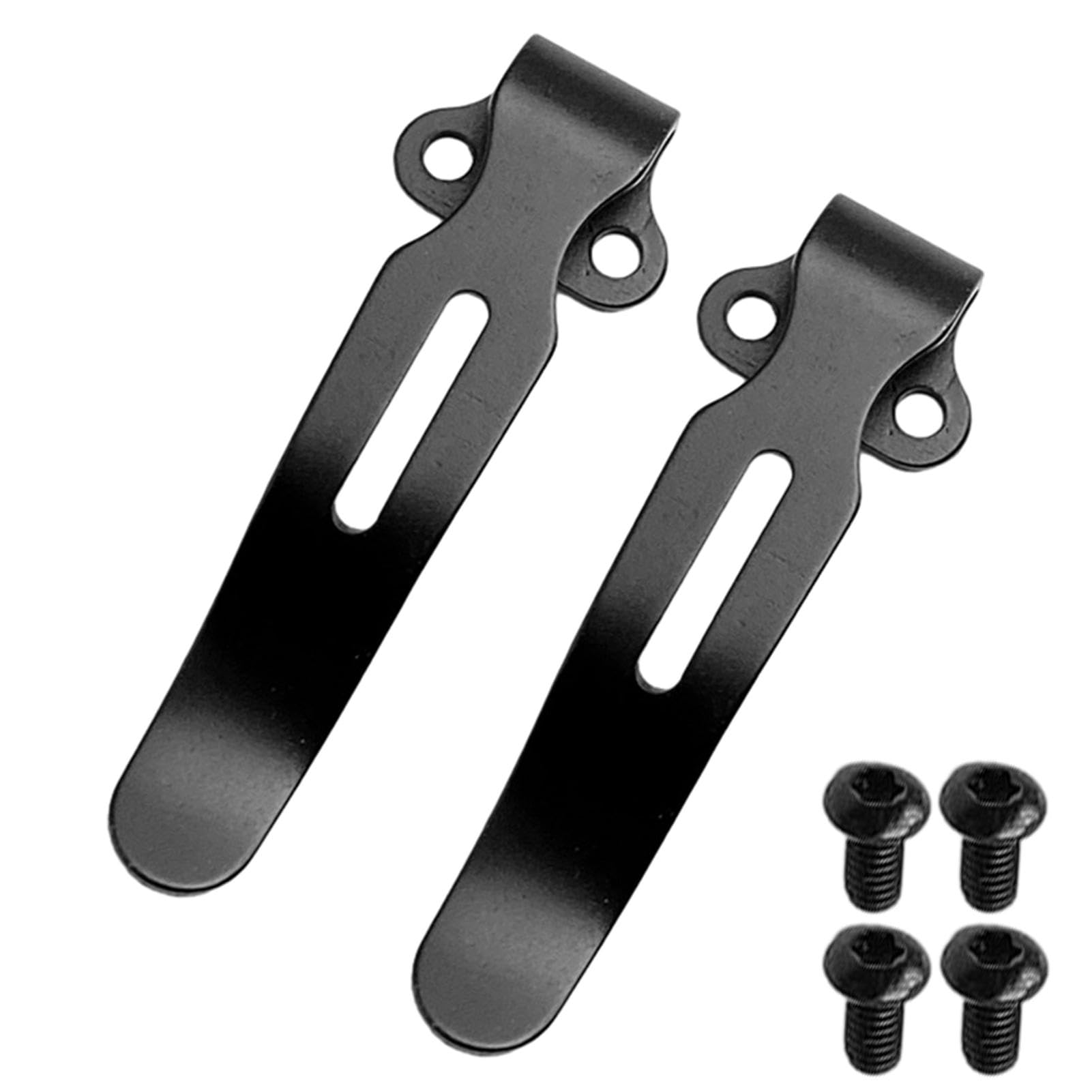 2 Pack Deep Carry Pocket Clips with 4 Pieces Screws, Pocket Knife Clip Replacement for Knife 515 535 Series Practical Waist 2 Hole Support Stand Grip DIY Outdoor Accessories Tool(Black)