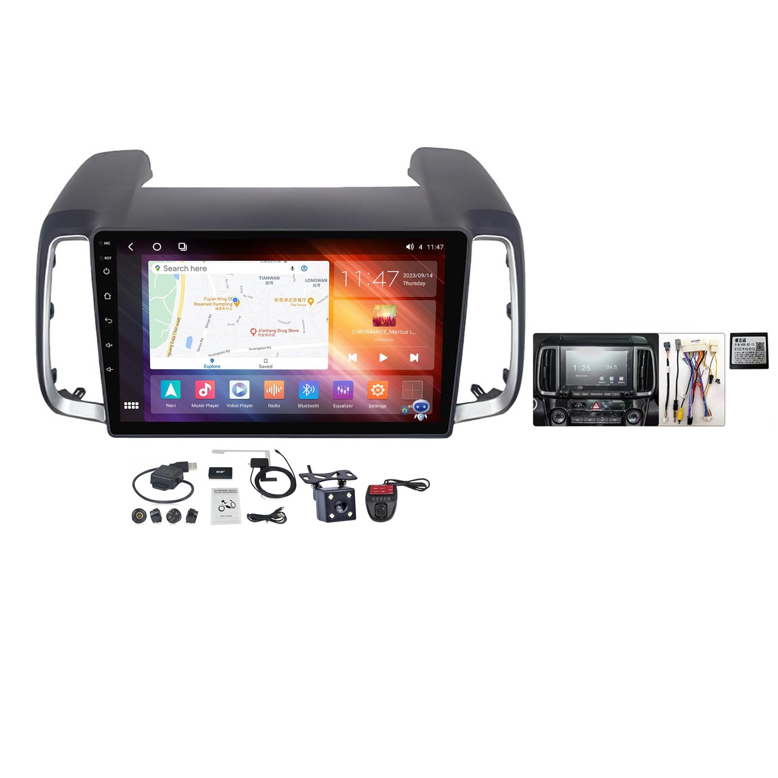 22.9 cm Android 12 radio samochodowe GPS do Hyundai IX35 (2018-2019) - 2 DIN, FM/AM, CarPlay, Android Auto, DSP, Bluetooth, sterowanie kierownicą, sterowanie głosowe.