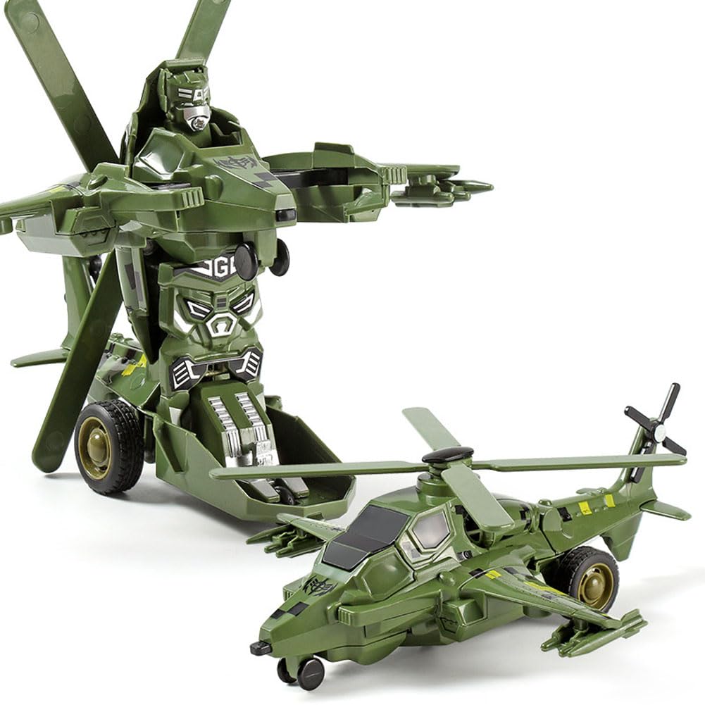Transforming Airplane Toy Aircraft Robot Toy barn Enkel flygplan Modell leksaker barn pojkar Och flickor rolig lek fordon gåvor för småbarn barn 3–8 år (Green)