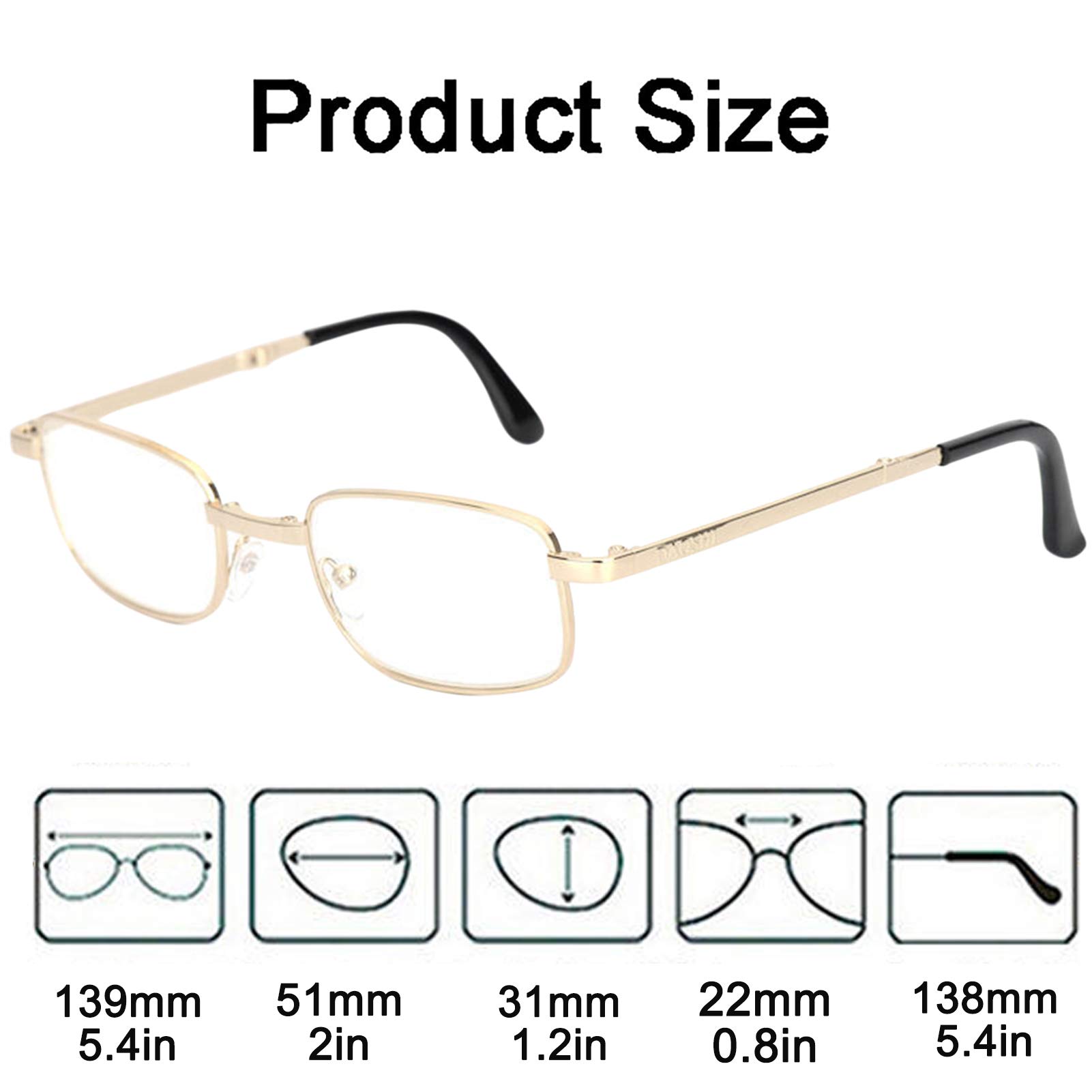 Gafas De Lectura Plegables Portátiles,Lector De Computadora con Bloqueo Azul,Gafas Ópticas Antideslumbrantes,Adecuadas para Leer Viajes De Oficina En Computadora (Dorado Y Plateado)