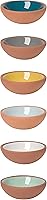Now Designs Terracotta Pinch Bowl Set of 6 - Multicolor 1oz Soy Sauce Dishes, Small Prep Bowls for Spices, Nuts & Snacks