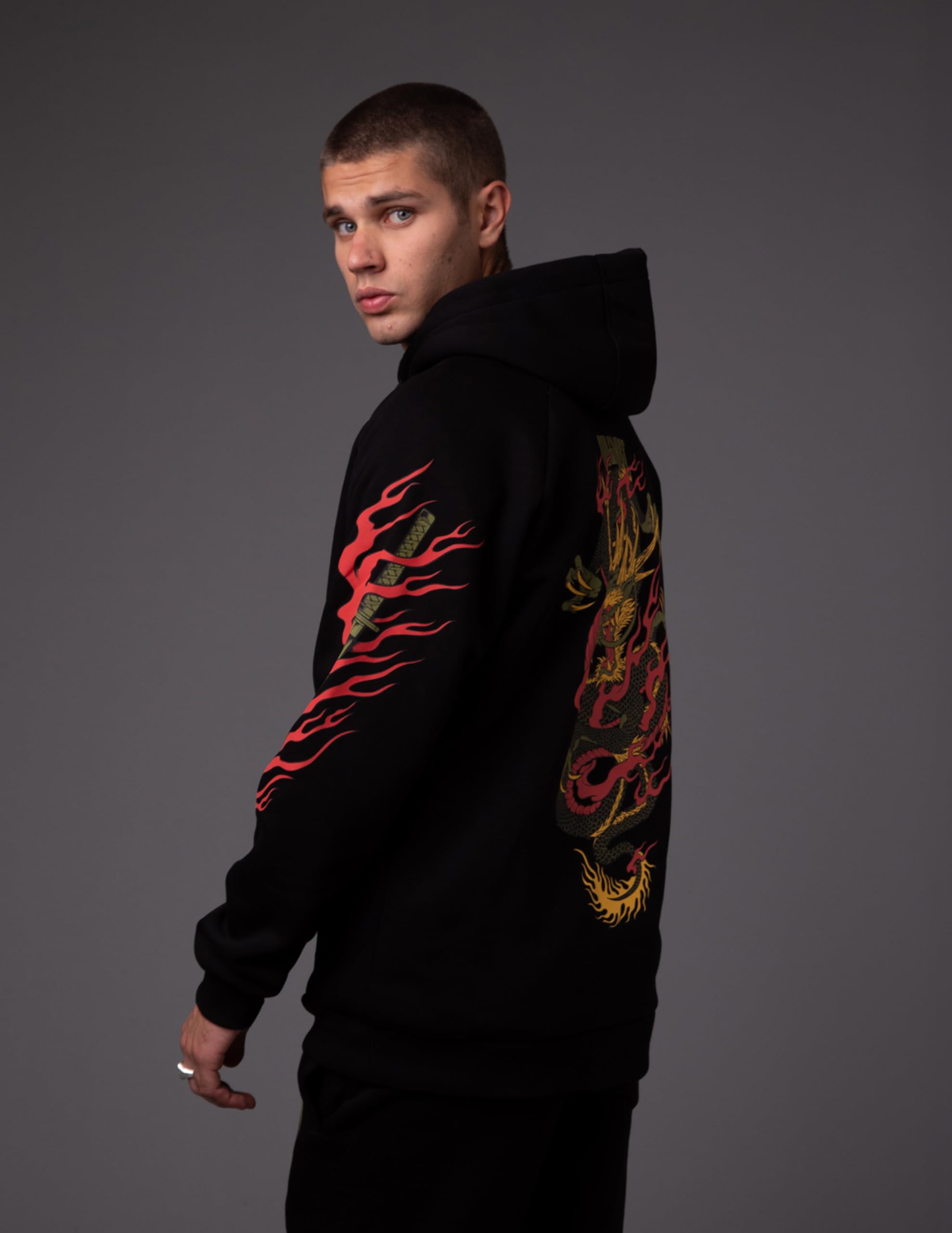 Dolly Noire Icons Felpa Ryu Dragon, Unisex, Hoodie Cotone Misto, Collezione Ufficiale