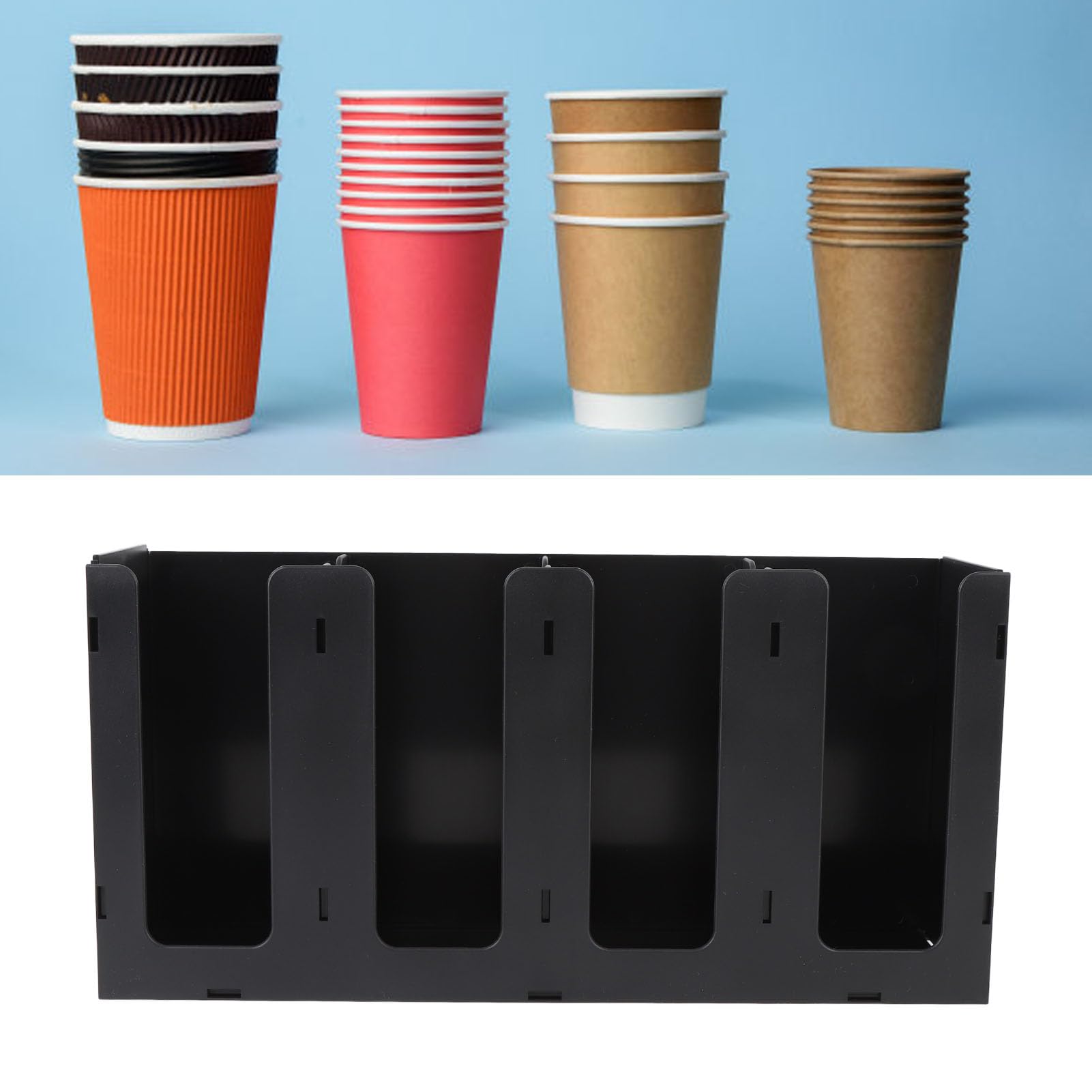 Pappbecher und Deckelhalter, 4 Kaffee -Tasse -Spender, Einwegspapierbecher -Spender, Tasse Aufbewahrungsorganisatorin für Arbeitsplatte, Kaffeestation, Bar, Pausenraum,
