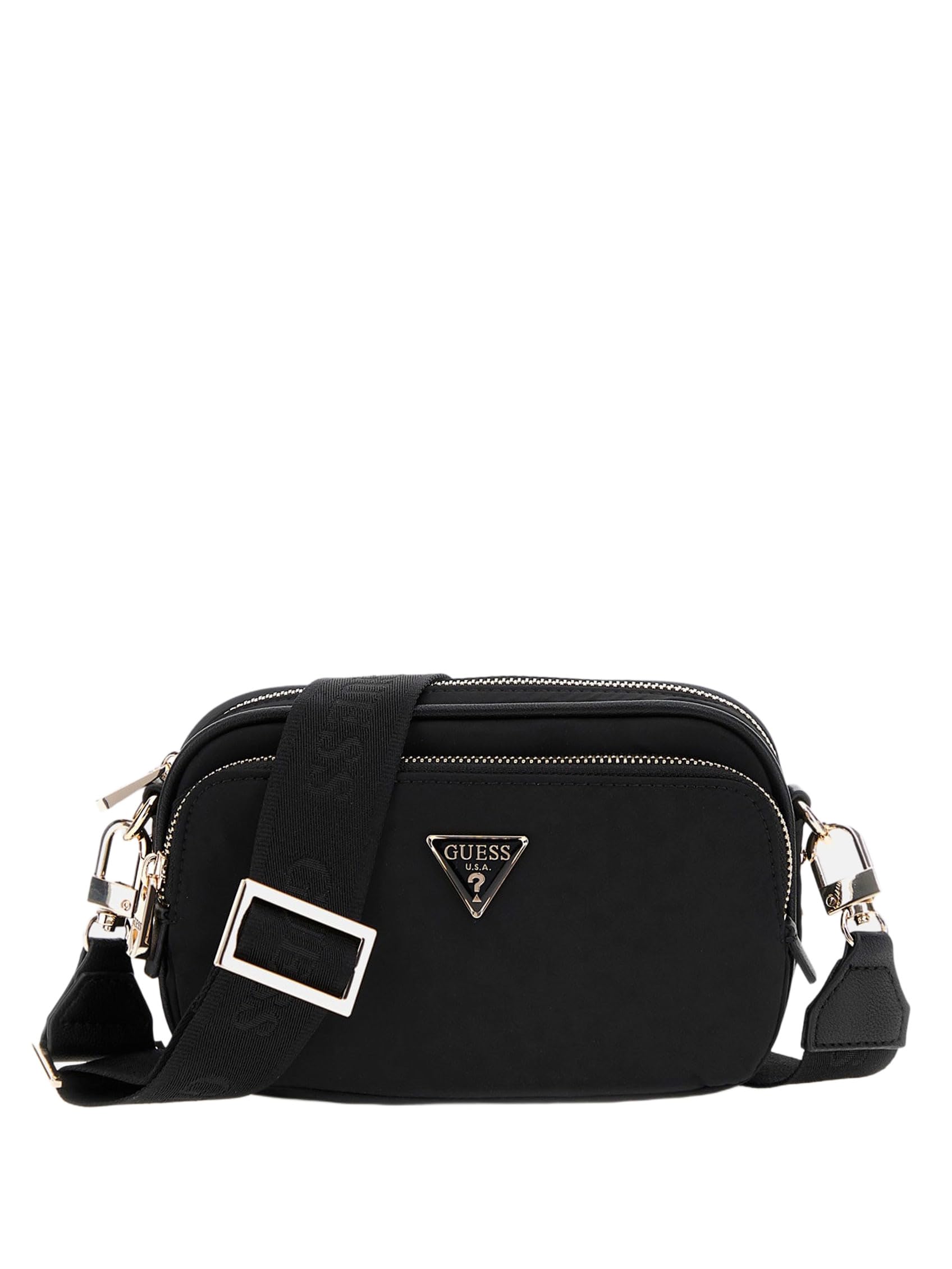 GUESS Gemma Crossbody Camera, Bandolera para Mujer, Negro, Talla Unica