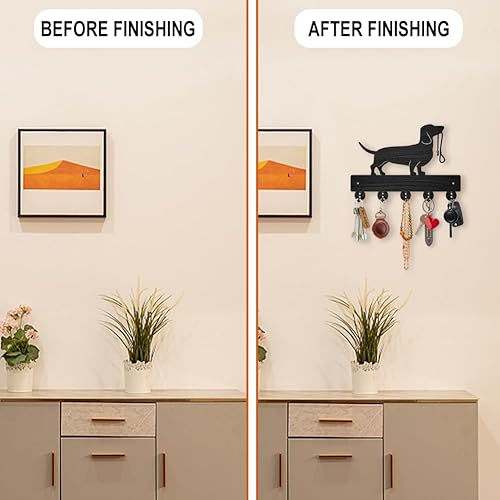 Miniatura 5 de MAYJOYDIY Perchero de madera para colgar en la pared de perro de 11.8 x 8 pulgadas, ganchos para llaves de animales de mascotas, con 5 ganchos de