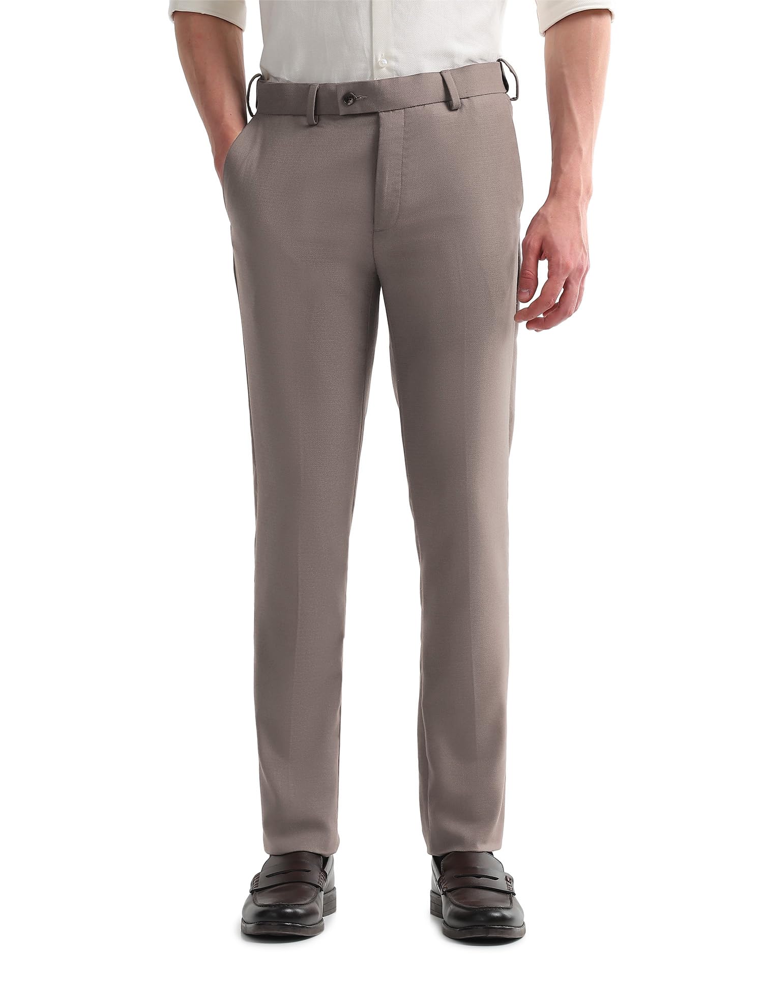 arrow Men's Super Slim Fit Dobby Trousers-picture-41