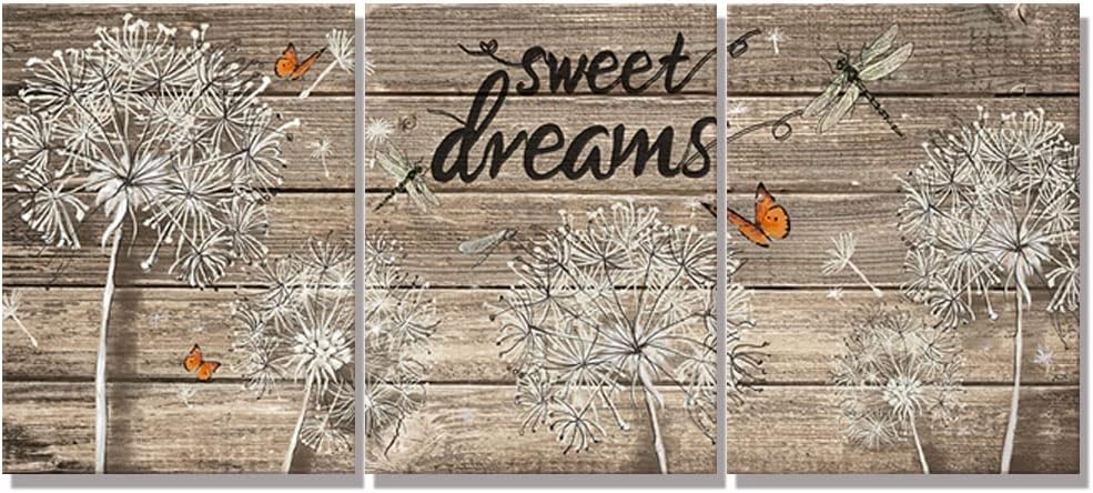 Kalormore 3 Pieces Canvas Wall Art for Home Living Room Bedroom Bathroom Painting Picture Prints Ready to Hang (Brown Beige Dandelion)