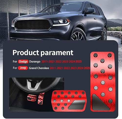 Miniatura 4 de TDOFYH Funda para pedal de coche para Jeep Grand Cherokee Dodge Durango 2011-2024 2025 Aleación de aluminio Sin perforación Fundas de pedal de freno