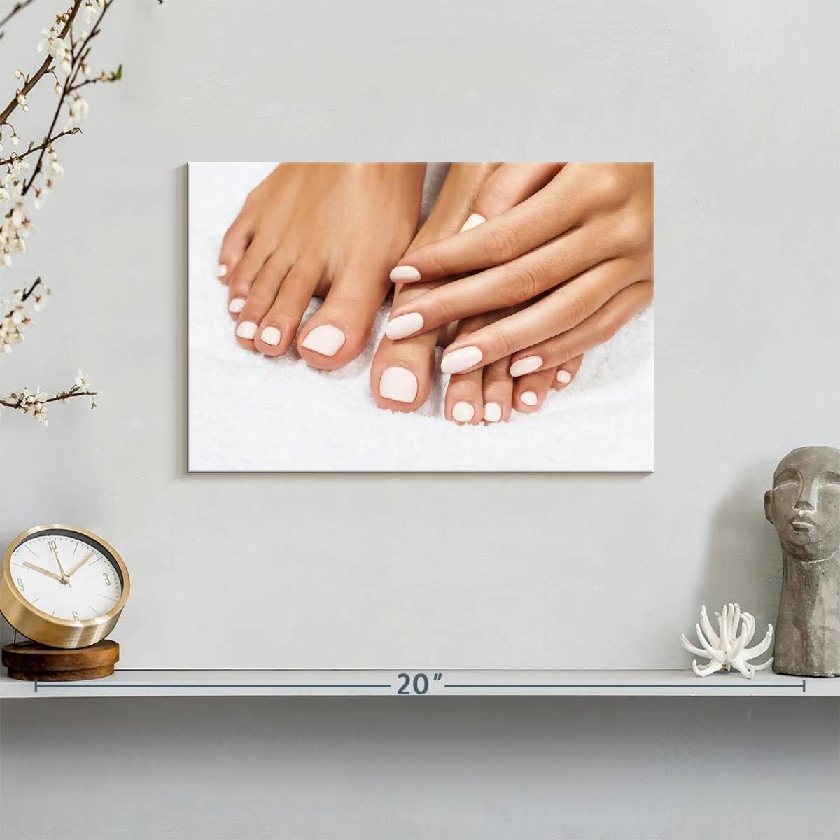 ElephantStock Clean White Nails Wall Art - Horizontal Wrapped Canvas - 1-Piece Lobby Wall Decor - Photographic Canvas Print - Beige and Brown Decor for Wall - 12" X 8"