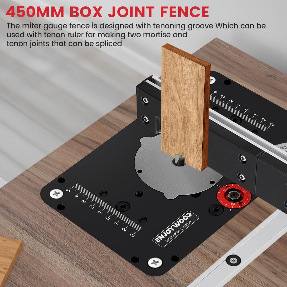 VIDOO Mosiężny Uchwyt 450mm Przymiar Kątowy 27 Kątów Box Joint Jig Szyna Stop Piła Stołowa Montażowa