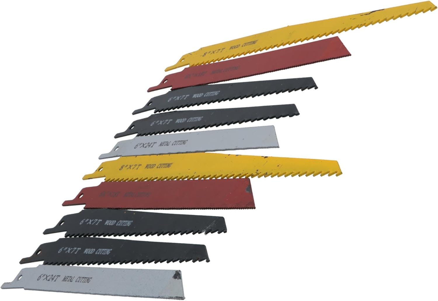 10pc Reciprocating Saw Blade Set Blades Wood Metal Cutting 1/2" Shank TE747