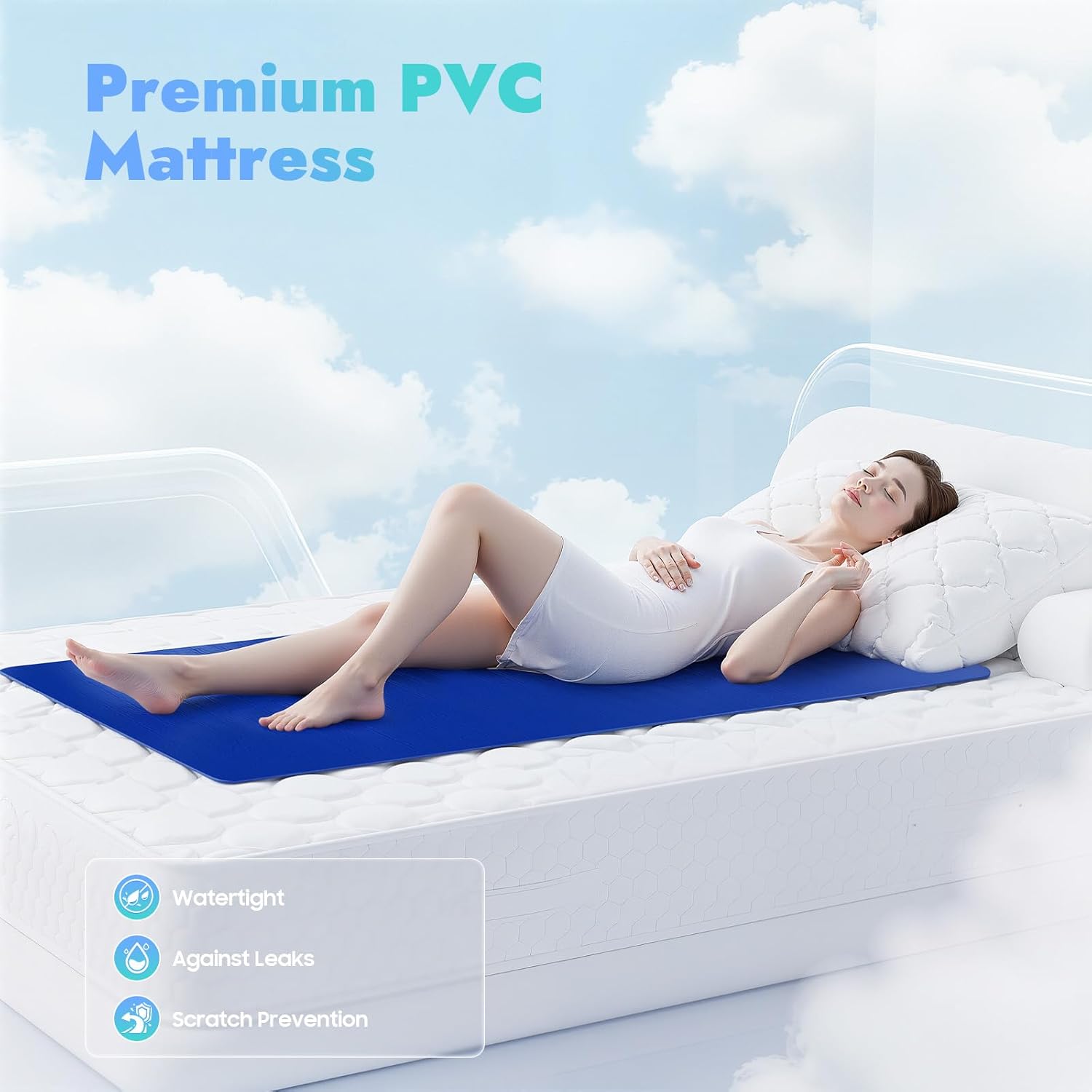 Water Cooling Mattress Pad, Water Bed Cooler with Mattress Snap-On Back Cover Long Pipe Visible Waters Level and Low Noise Filter Touch LCD Panel Freestanding Bed Cooling System for Family Bedrooms