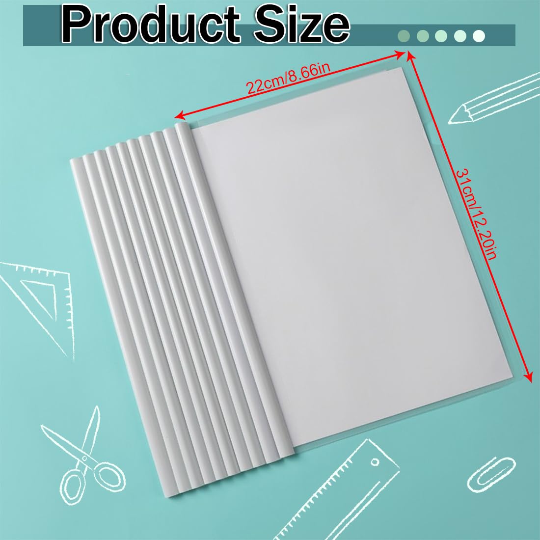 Plastica A4 Copertina Cartella File Barra Scorrevole, Copertine Rilegatura Clip Scuola Ufficio Documenti, Bianco