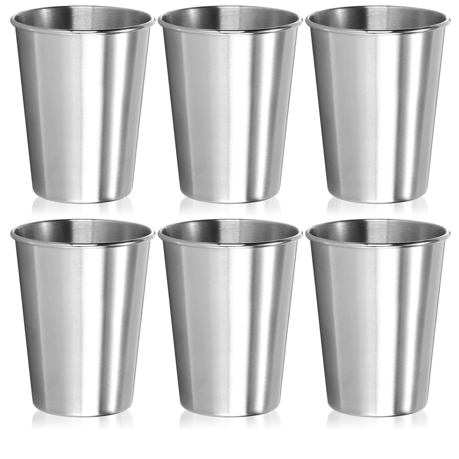 6x Edelstahl-Trinkbecher 300 ml - stapelbare Becher aus rostfreiem Edelstahl - leichte Camping- und Reisebecher, bruchsicher und spülmaschinengeeignet