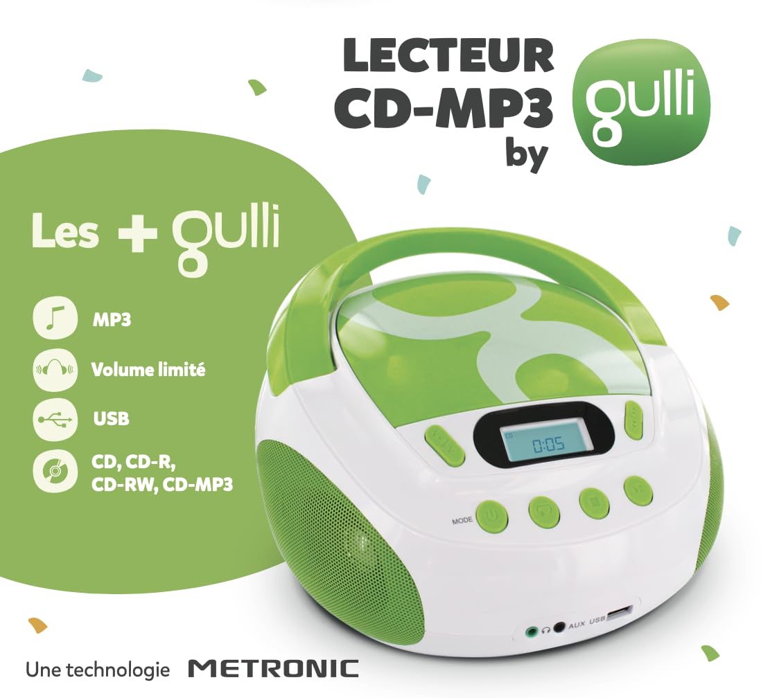 METRONIC Gulli Lecteur CD-MP3 avec Port USB Vert
