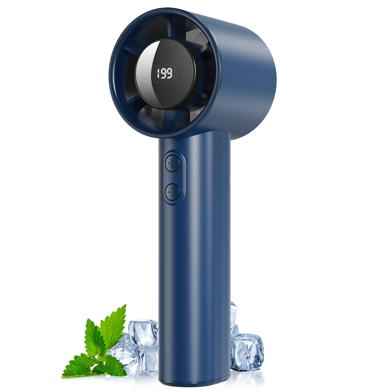 Ventilateur Portable à Main - 3000mAh Mini Ventilateur de Table USB,1-199 Vitesses,Jusqu'à 13H,Écran LED,Petit Ventilateurs Rechargeable,Fan sans Fil pour Voyage/Extérieur/Intérieur,avec Lanière