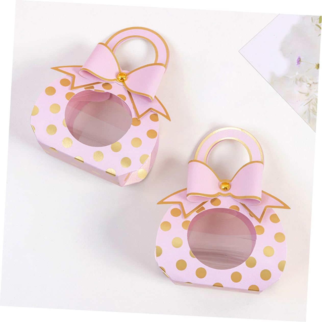 Scatole per Confetti Design Manico e Finestra Trasparente Rosa in Carta 50 Pezzi Matrimonio Facili da Trasportare per Banchetti e Feste per Ragazzo Ragazza