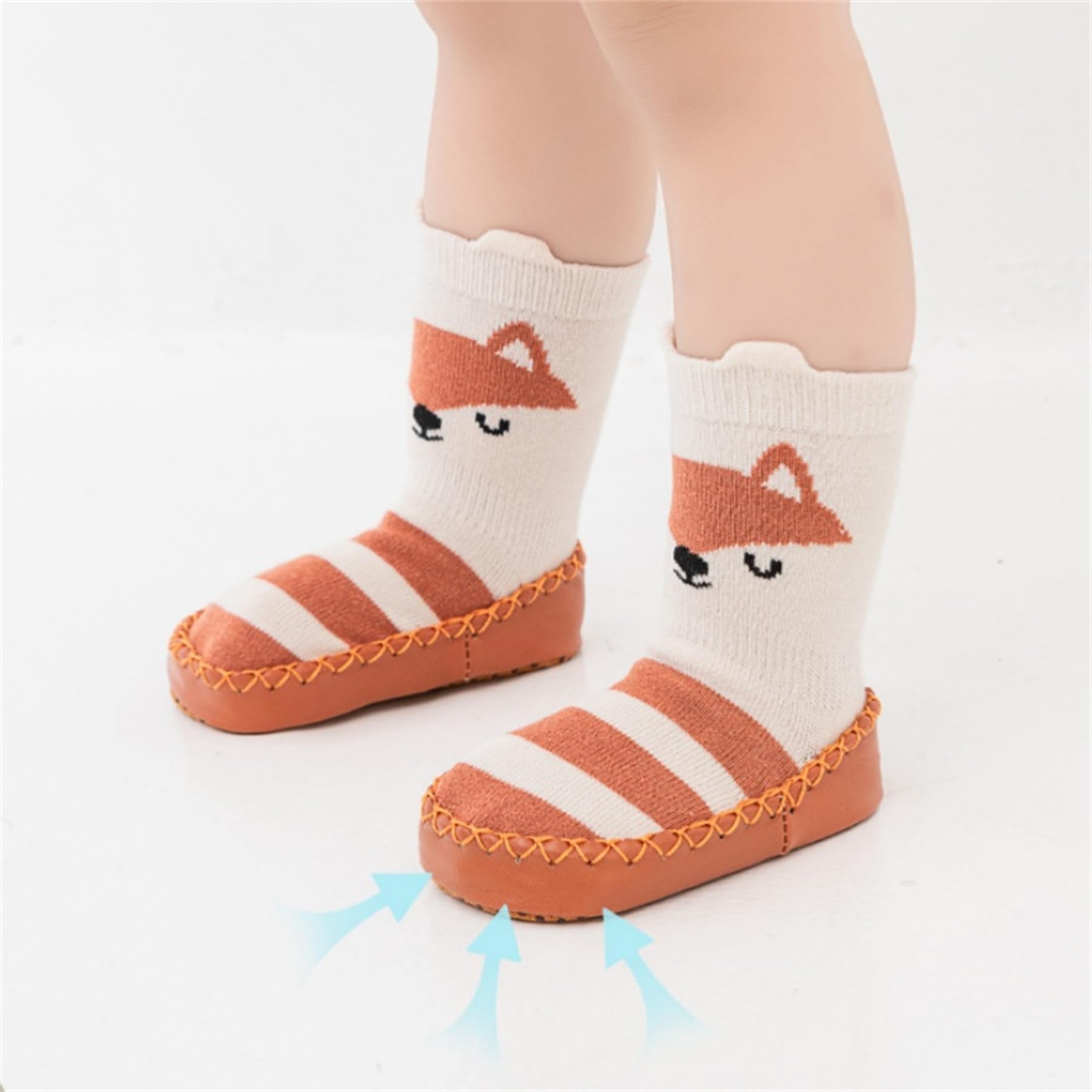 NEMOGLOBAL Toddler Baby Non-skid Sock Shoes Non Slip Floor Slipper for Infant Girls Boys First Walking 2 Pairs (Rabbit+Fox, Infant, 6 Months, Age Range, US Footwear Size System, 12 Months, Medium)