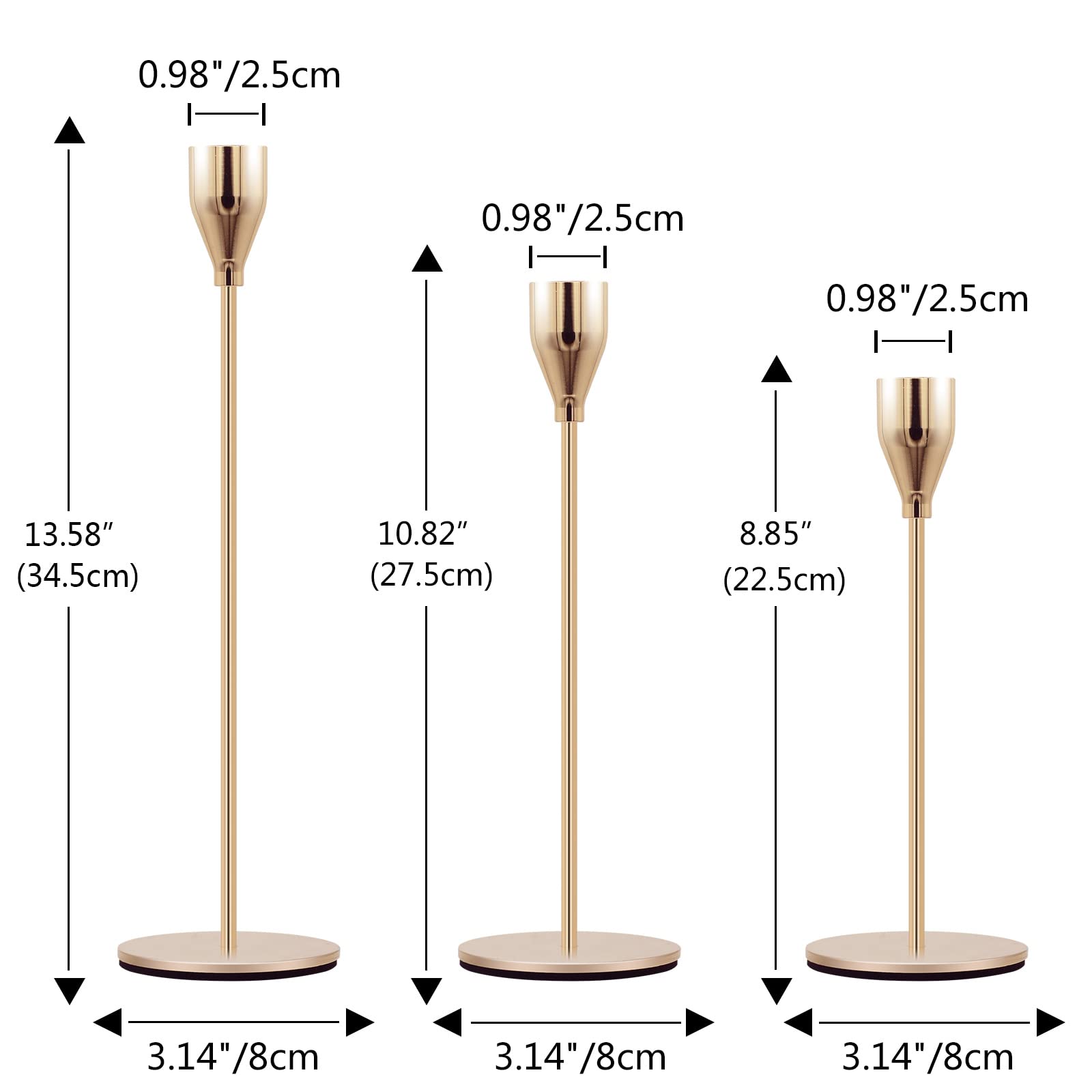 Lot De 3 Bougeoirs Chouette Dorés - 12,7 Cm - Pour Bougies Standard - Décoration Intérieure, Centre De Table, Mariage, Cadeau