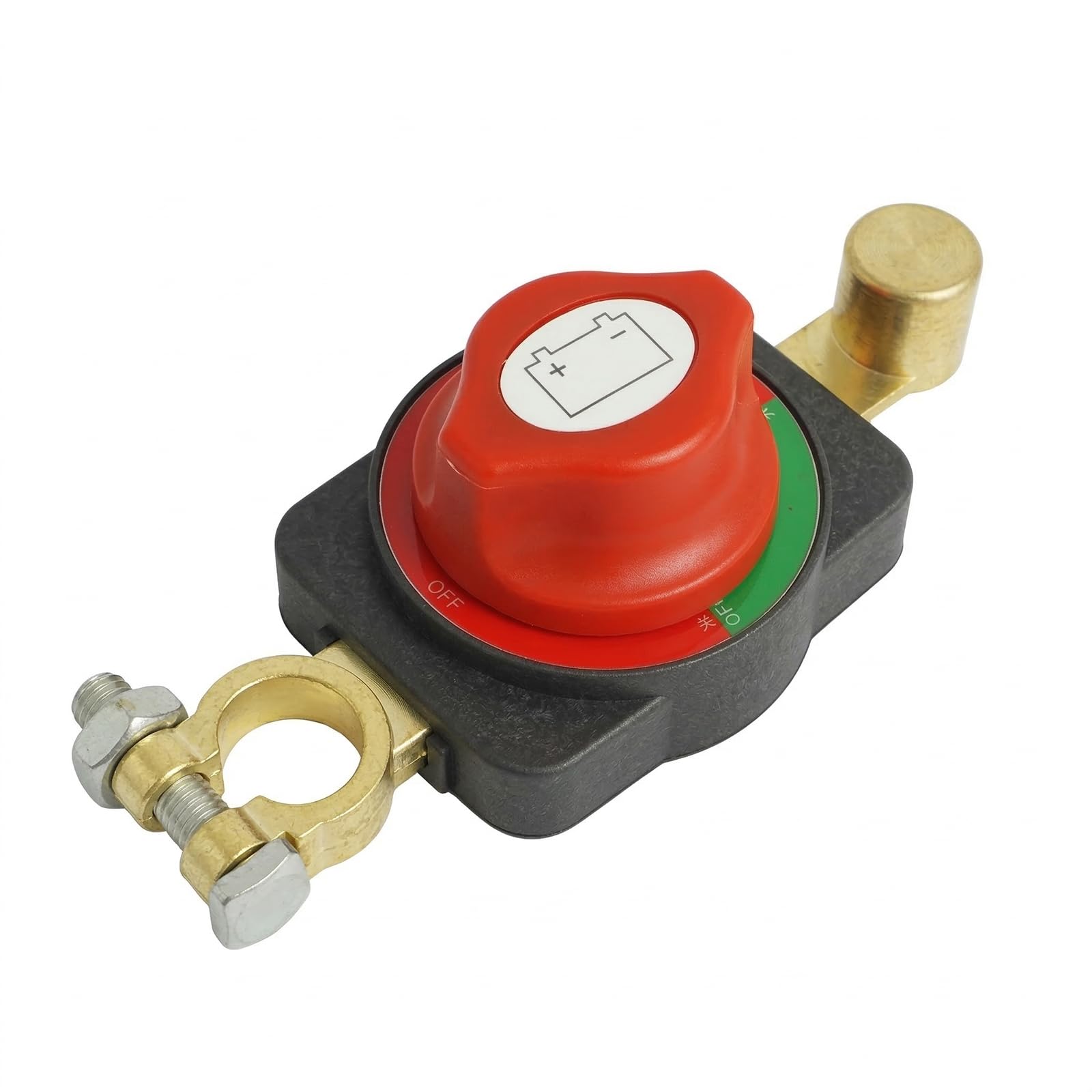 Staccabatteria Auto Universale 12V/24V, Interruttore Batteria Professionale con Manopola Rossa per Camper, Barca, Moto e Camion, Sezionatore Isolatore di Corrente ad Alta Resistenza