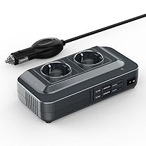 BESTEK Convertitore 12 V 220 V 230 V 200 W Presa accendisigari trasformatore di Tensione, 4 Porte USB e 2 Prese EU, Caricatore da Auto da Campeggio con Multi Protezioni e Soft Start