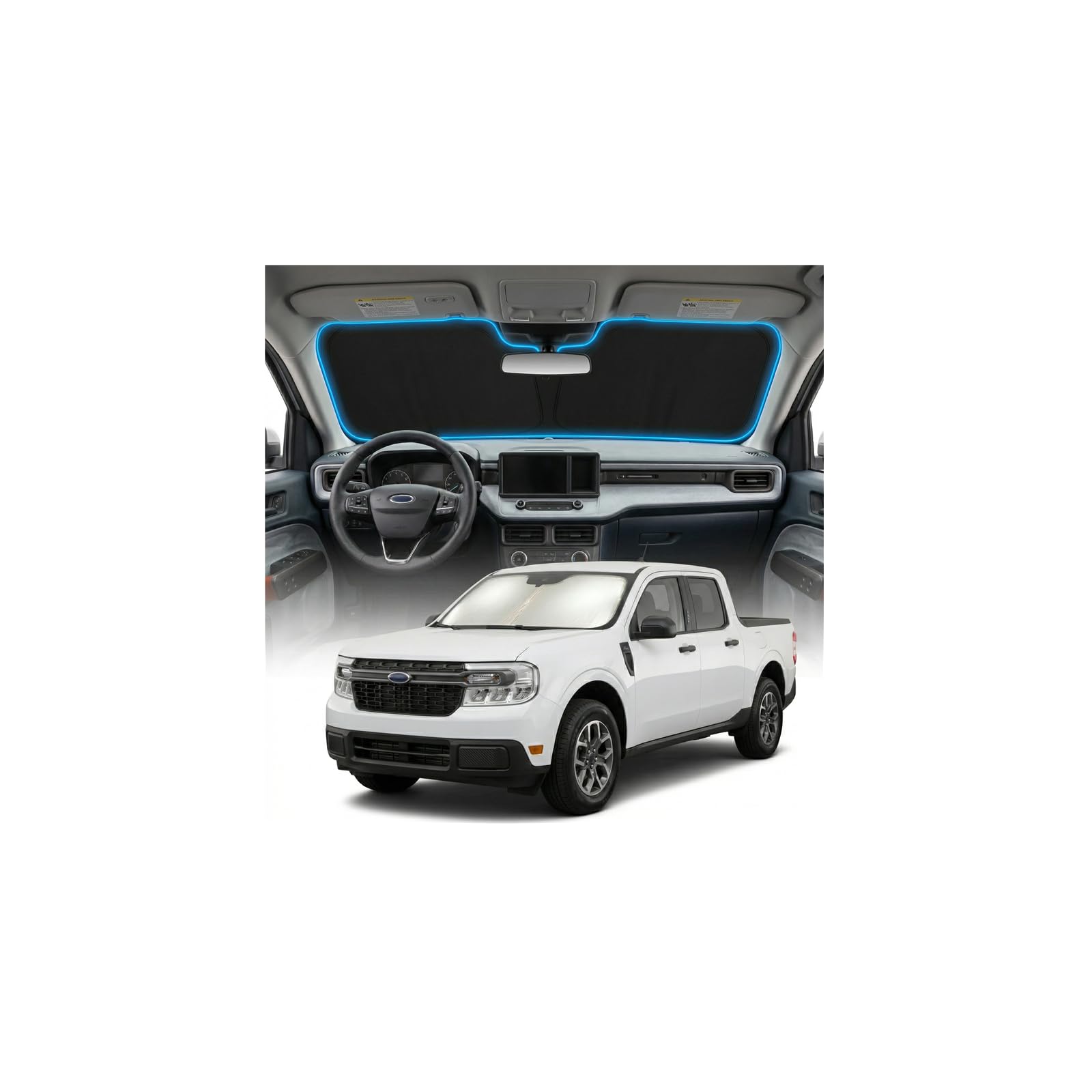 for Ford Bronco Sun Shade Windshield Cover - Custom Fit Bronco Accessories 2021-2024 2025 Sunshade Foldable UV Protection & Heat Shield Sun Visor Accessories — view 40