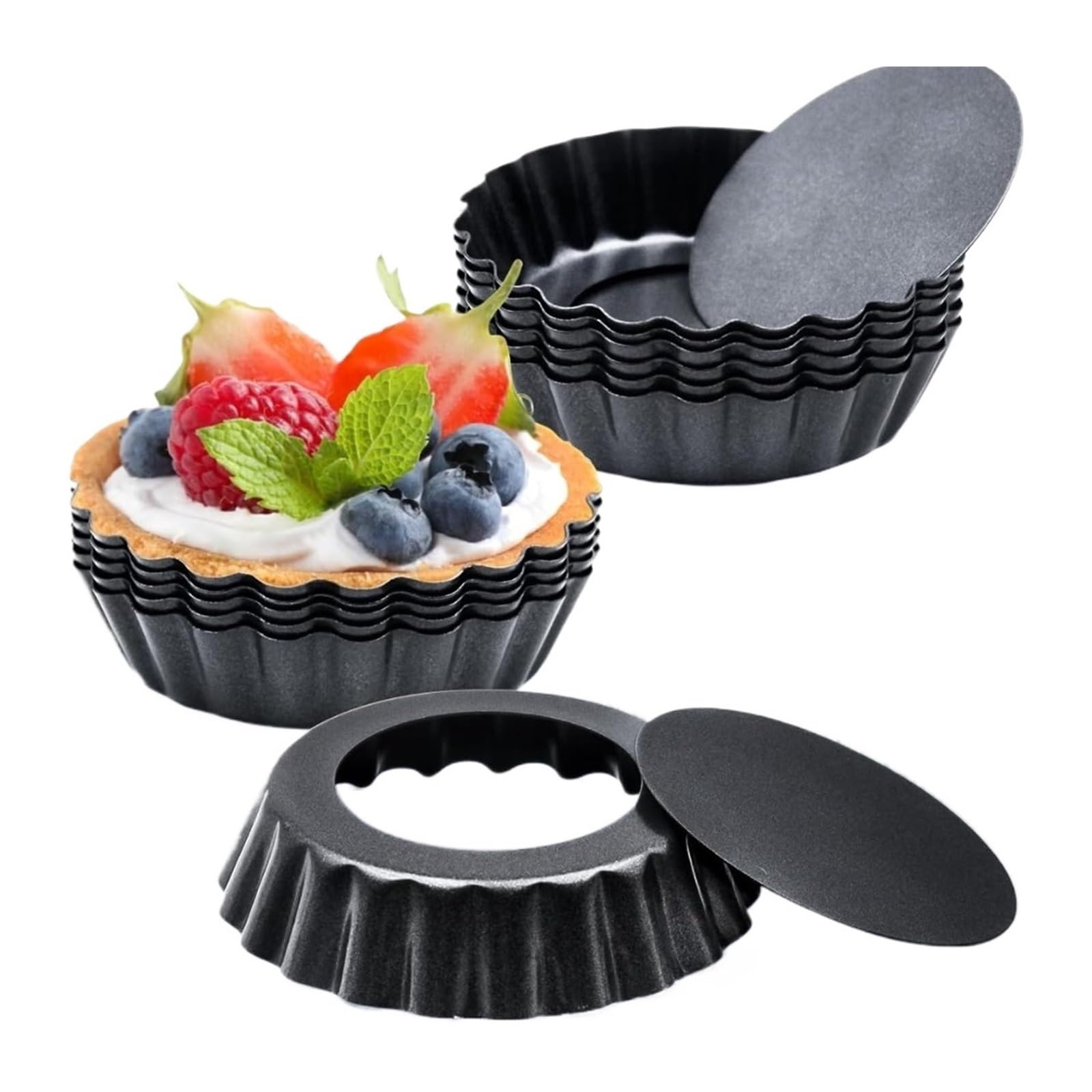 10 moldes for mini tartaletas con forma de huevo, compatibles antiadherentes desmontables for cupcakes, quiches y otros utensilios repostería