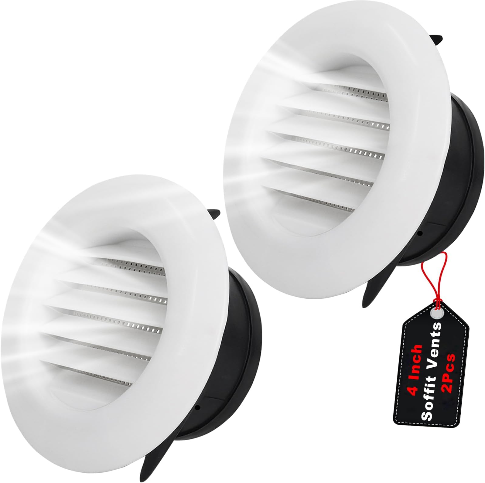 Wadoy 4 Inch Soffit Exhaust Vent Kit for Bathroom Exhaust Fan, Round Vent Cover Air Vent with Built-in a Fly Screen for Bathroom Office Home Eve Dryer Vent