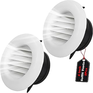 Wadoy 4 Inch Soffit Exhaust Vent Kit for Bathroom Exhaust Fan, Round Vent Cover