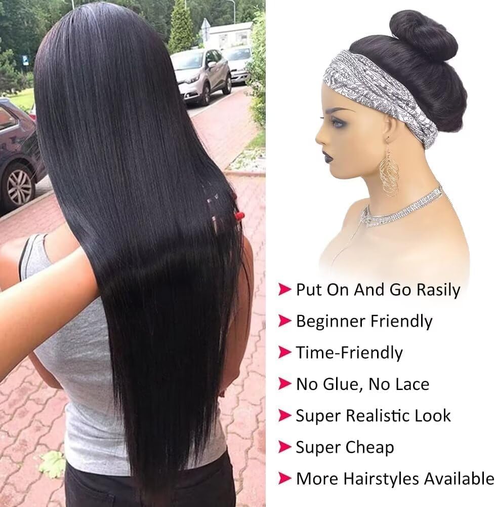 parrucca donna capelli veri umani Straight Human Hair Wigs18 Inch Wear and Go Guleless Wig Human Hair Headband Wigs For Black Women Parrucca Donna Straight Wig Human Hair 180% Density