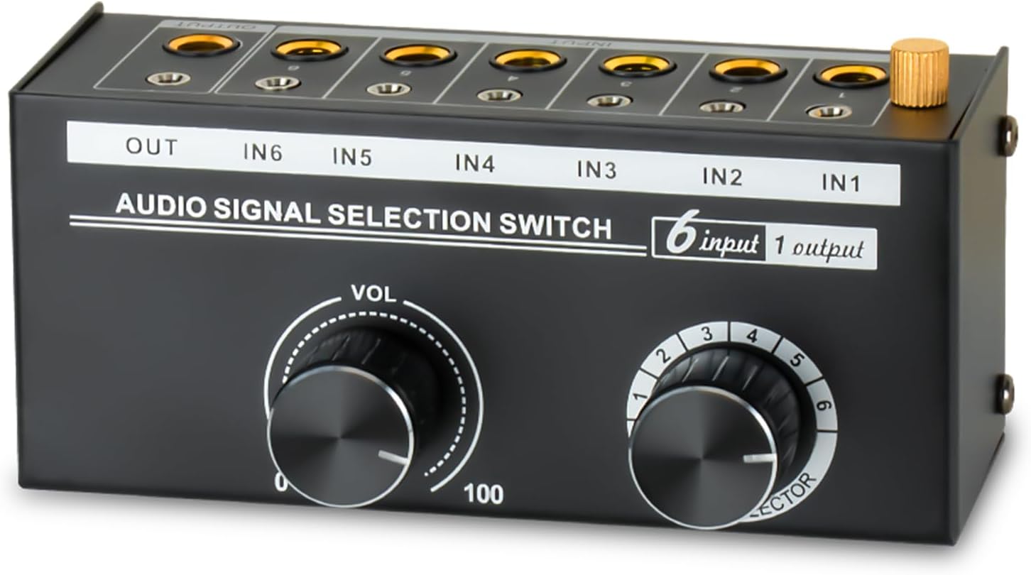 Amazon.com: COKYISS Audio Switcher - 6-Way 3.5/6.35mm Stereo Audio ...