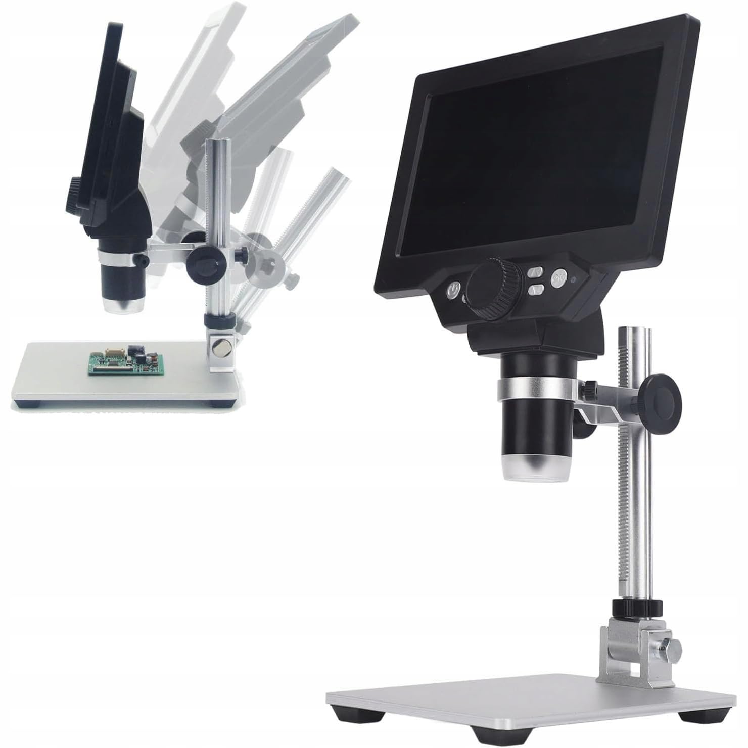 Rosfix NanoZoom AX1200 - Microscopio digital LCD 7" 12MP 1080P | Ampliación 1200x, LED, USB, microSD, soporte de aluminio | Análisis electrónico y biológico