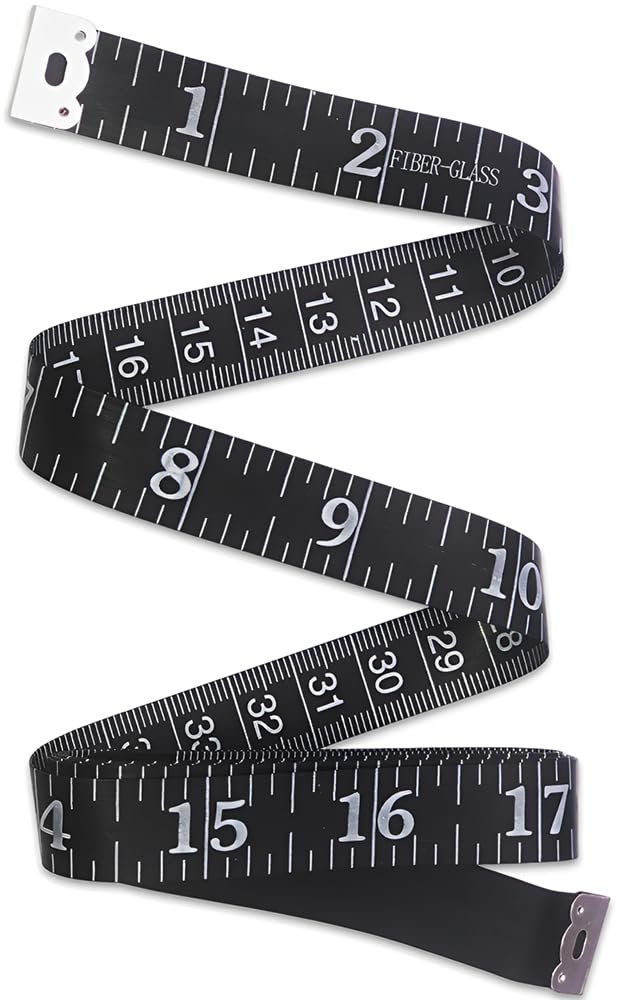 Cinta Métrica Cuerpo Escala de Doble Cara - Cinta Métrica 2 en 1 para Medición Corporal, Costura, Pérdida de Peso - 150cm / 60 pulgadas (Negro)