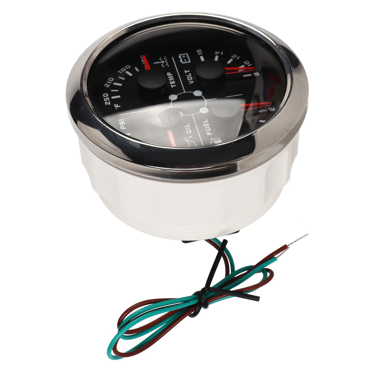 Generic 4w1 85mm Wskaźnik Wodoodporny Poziom Paliwa Ciśnienie Termometr do Wody Woltomierz dla Jachtów RV, łodzi i Samochodów (Czarny °F/PSI)