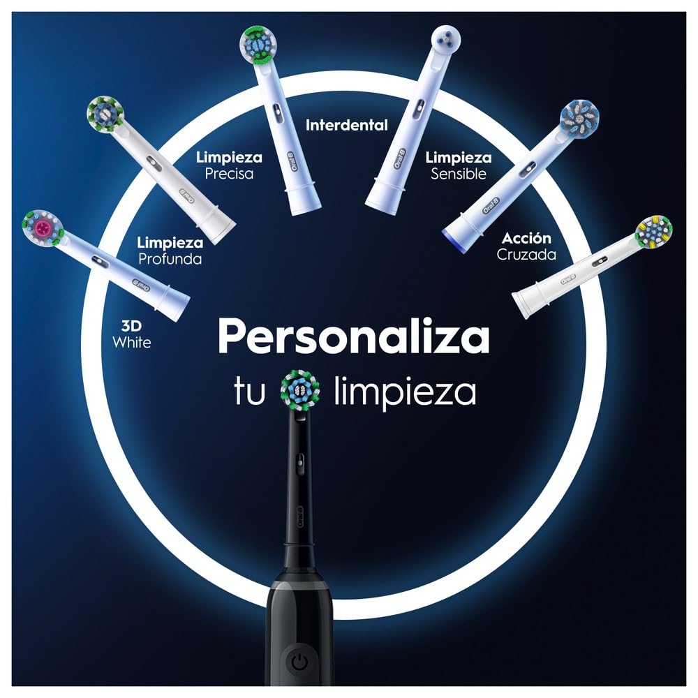 Oral-B Pro 3 3000 Cepillo de Dientes Eléctrico con Mango Recargable y 2 Cabezales, Diseñado Por Braun - Blanco y Negro