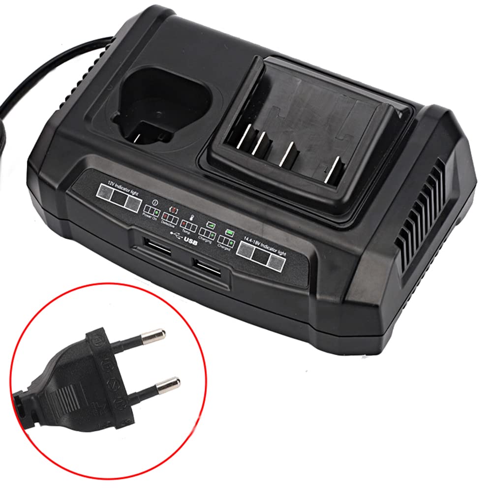 Cargador de batería de Doble Puerto para baterías de Litio Bosch 10.8-18V BAT411 BAT411A BAT412A BAT610G 2607336013 1600Z00037 3A Cargador rápido con 2 Puertos USB, PL (UE)